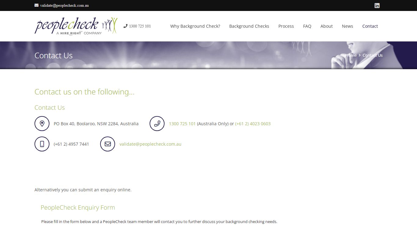 Contact Us - PeopleCheck